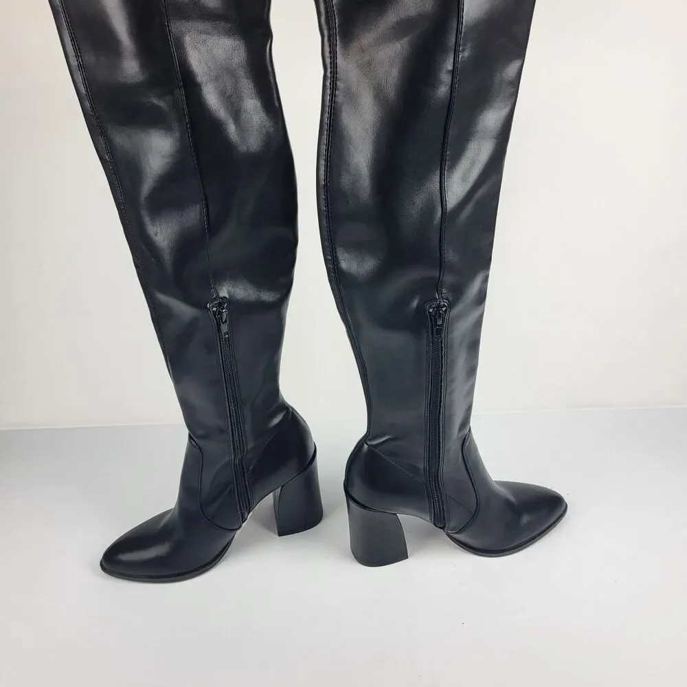DV By Dolce Vita Women's Gollie Over The Knee Faux leather Boots Black Size 6